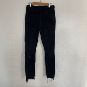 Mother Denim Black Jeans. Stunner Zip Ankle Step Fray. Size 26. Skinny Leg